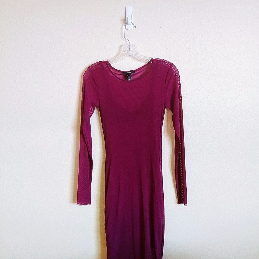 Forever 21 Wine Bodycon Mesh Dress